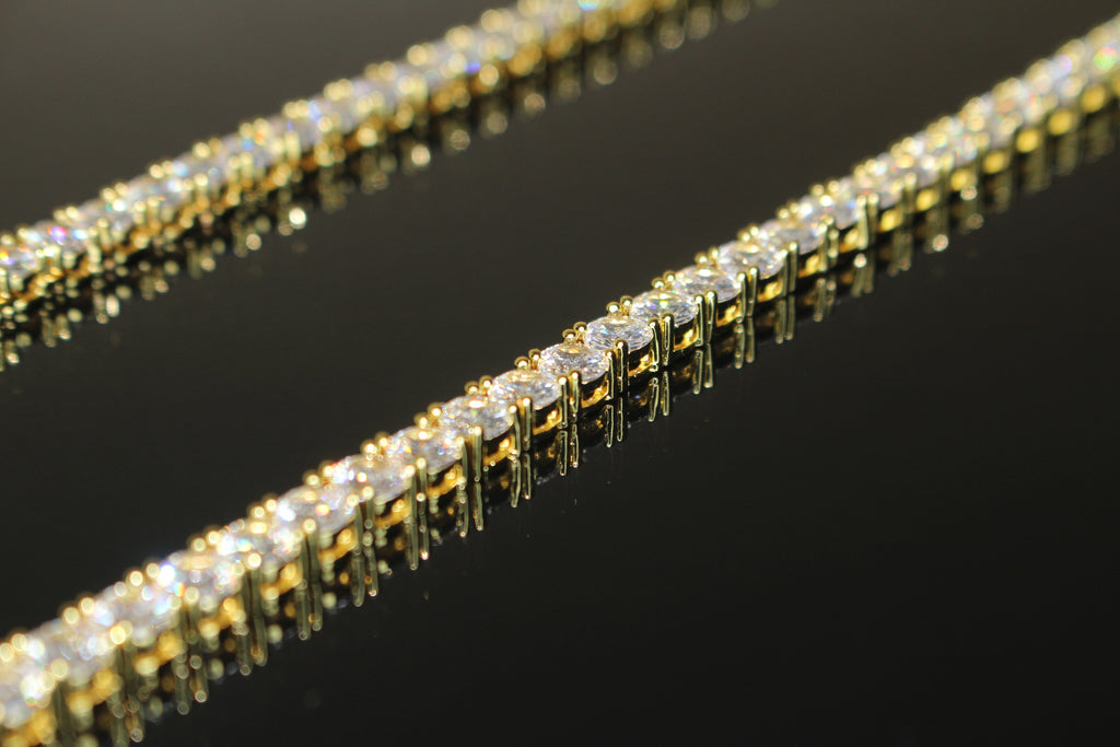 5mm Tennis Chain 100ct Lab Sim VVS1 Diamond Necklace - Gold