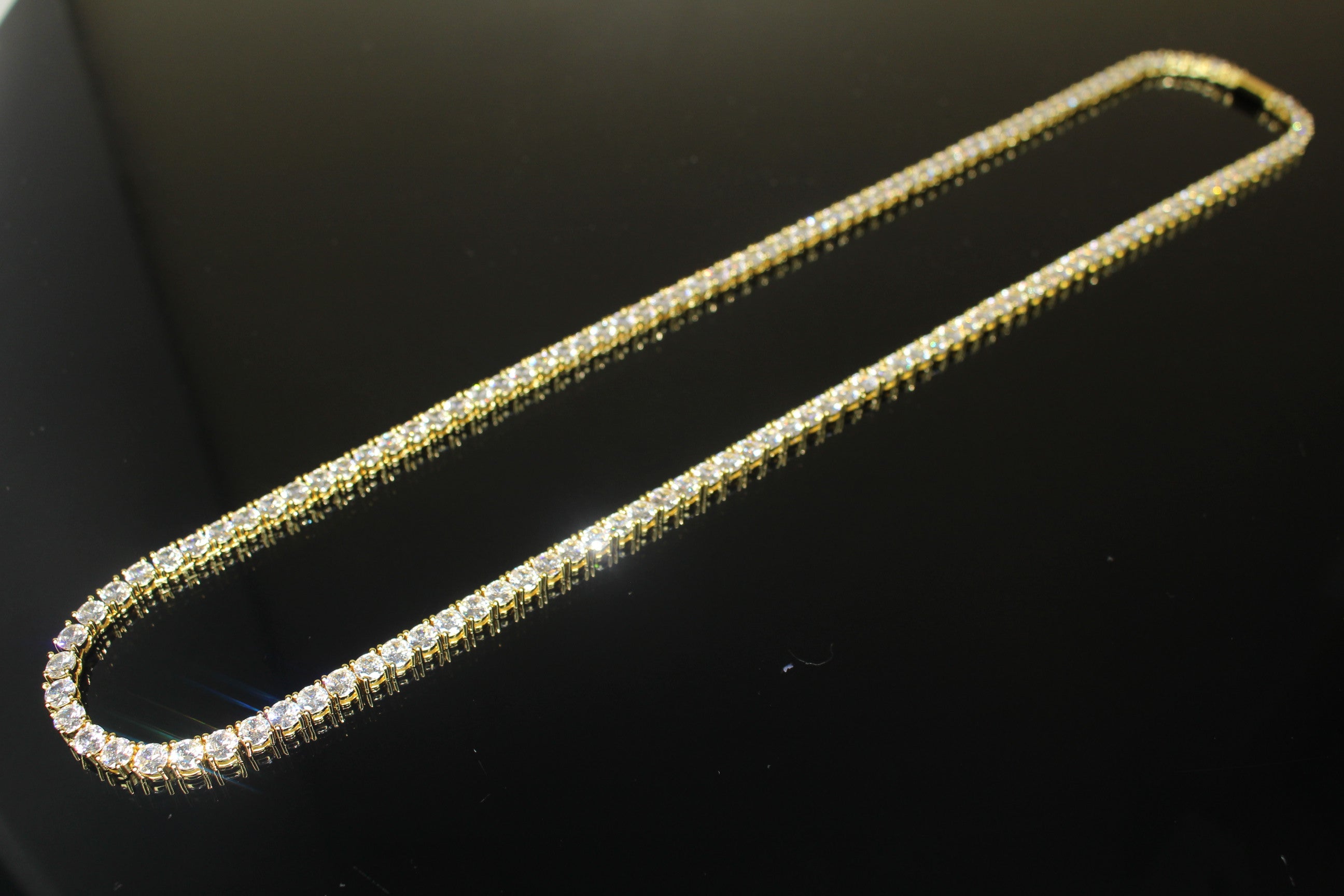 5mm Tennis Chain 100ct Lab Sim VVS1 Diamond Necklace - Gold