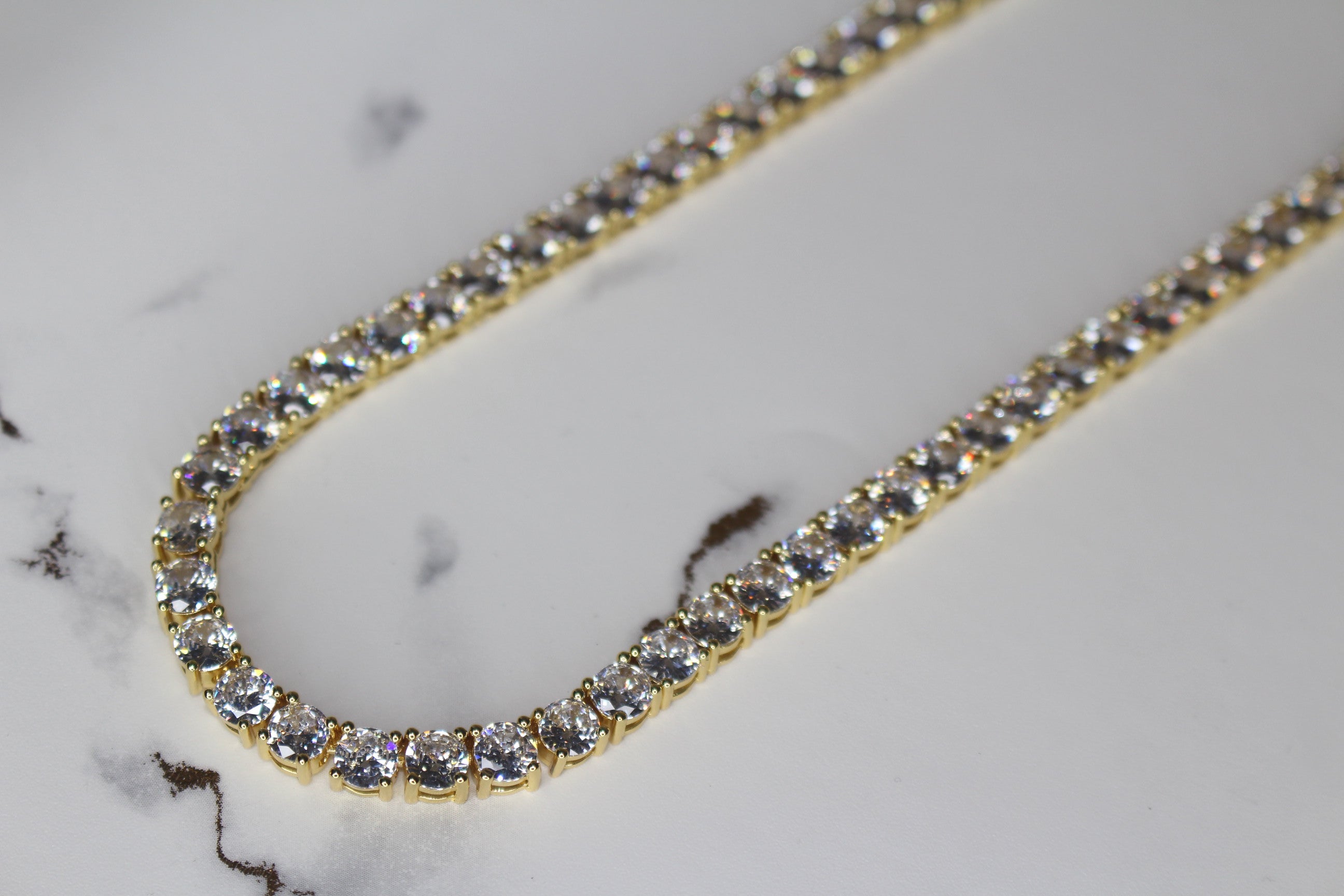 5mm Tennis Chain 100ct Lab Sim VVS1 Diamond Necklace - Gold