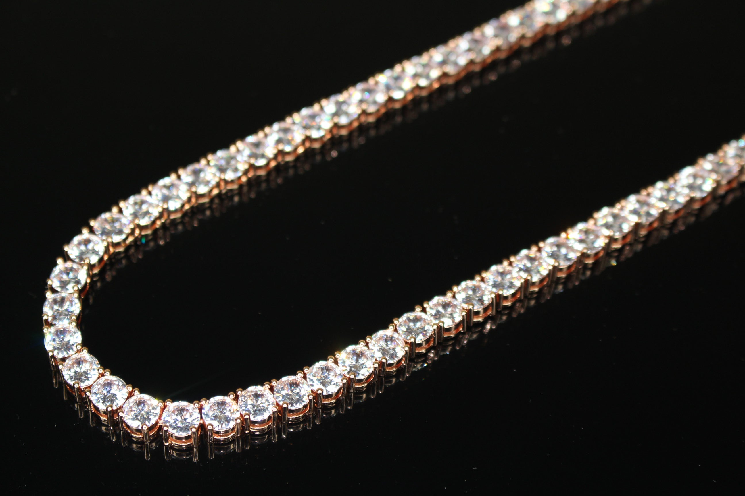 6mm Tennis Chain 130ct Lab Sim VVS1 Diamond Necklace - Rose Gold