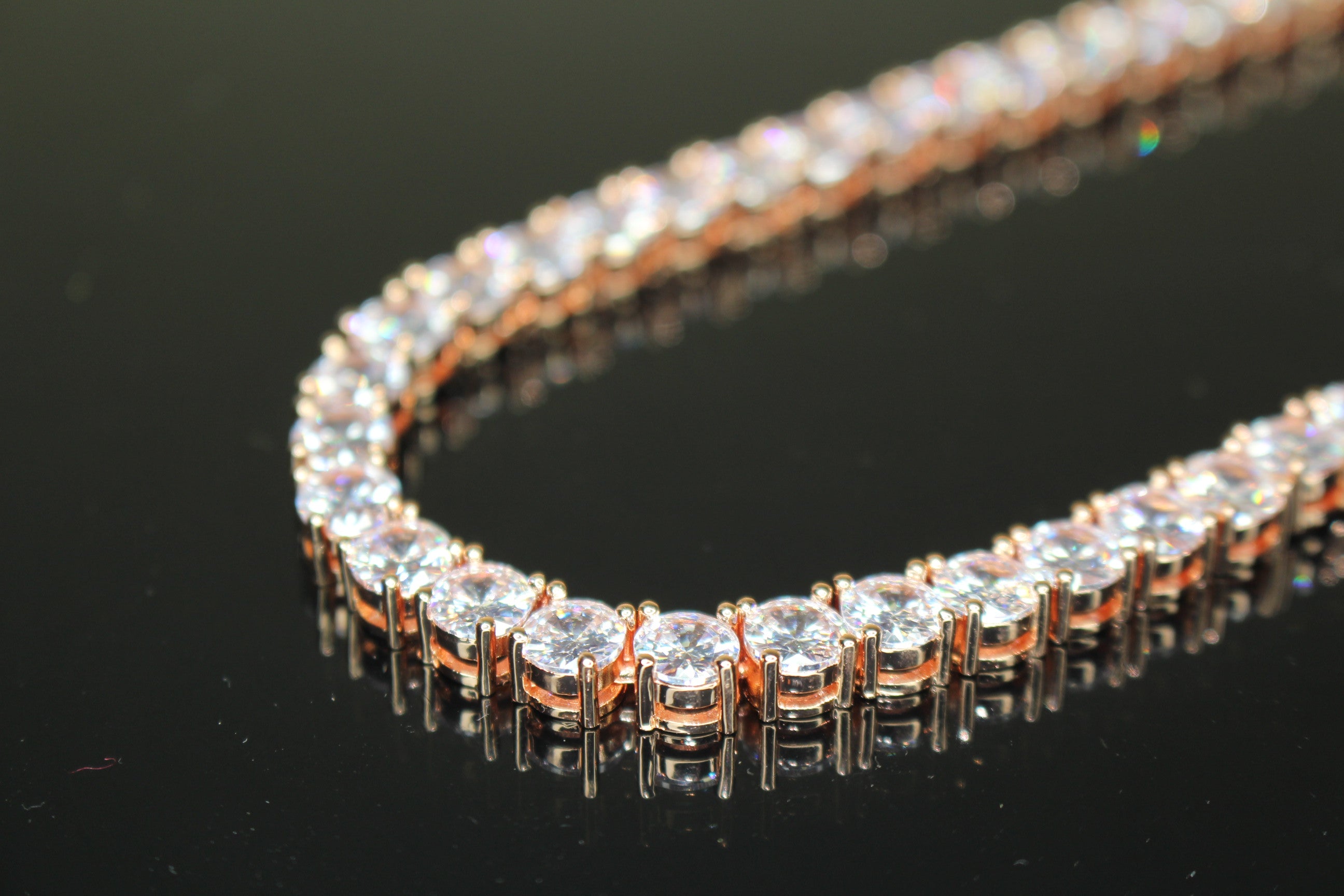 6mm Tennis Chain 130ct Lab Sim VVS1 Diamond Necklace - Rose Gold