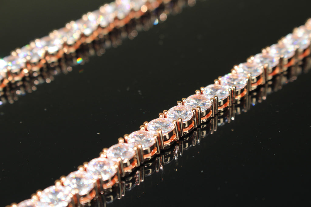 6mm Tennis Chain 130ct Lab Sim VVS1 Diamond Necklace - Rose Gold