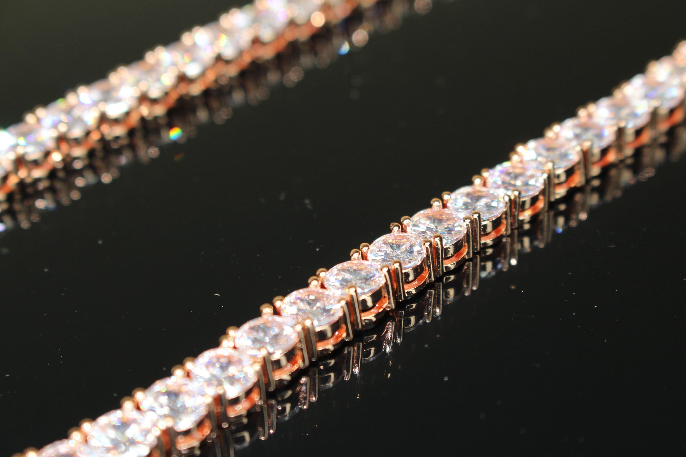 6mm Tennis Chain 130ct Lab Sim VVS1 Diamond Necklace - Rose Gold