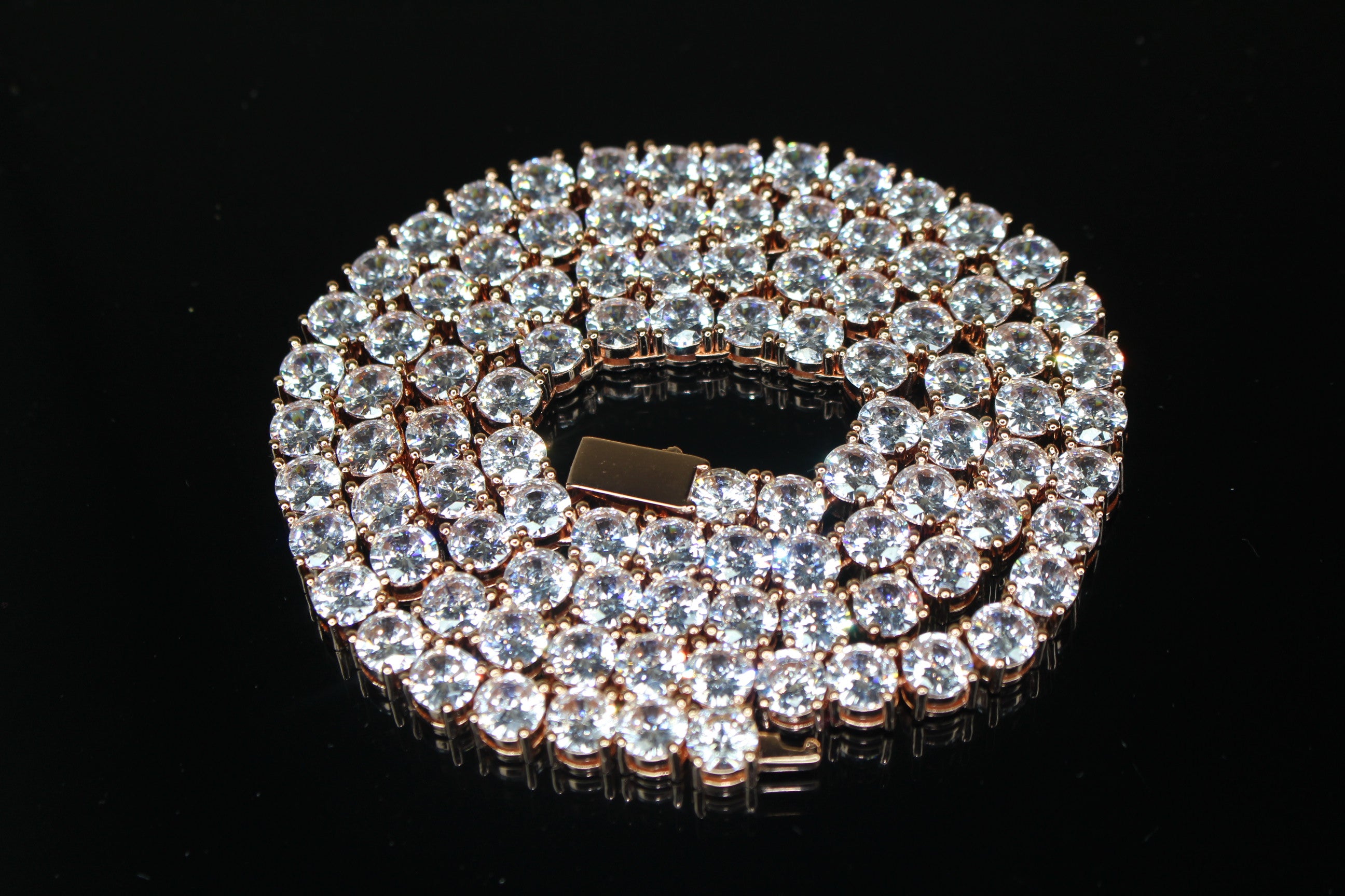 6mm Tennis Chain 130ct Lab Sim VVS1 Diamond Necklace - Rose Gold