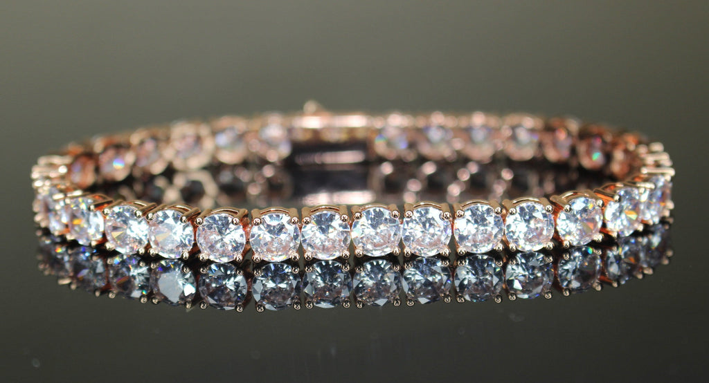6mm  Tennis Bracelet 30ct Lab Sim VVS Diamonds - Rose Gold
