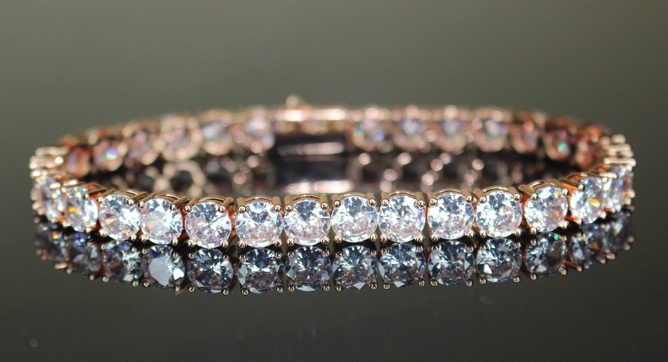6mm  Tennis Bracelet 30ct Lab Sim VVS Diamonds - Rose Gold