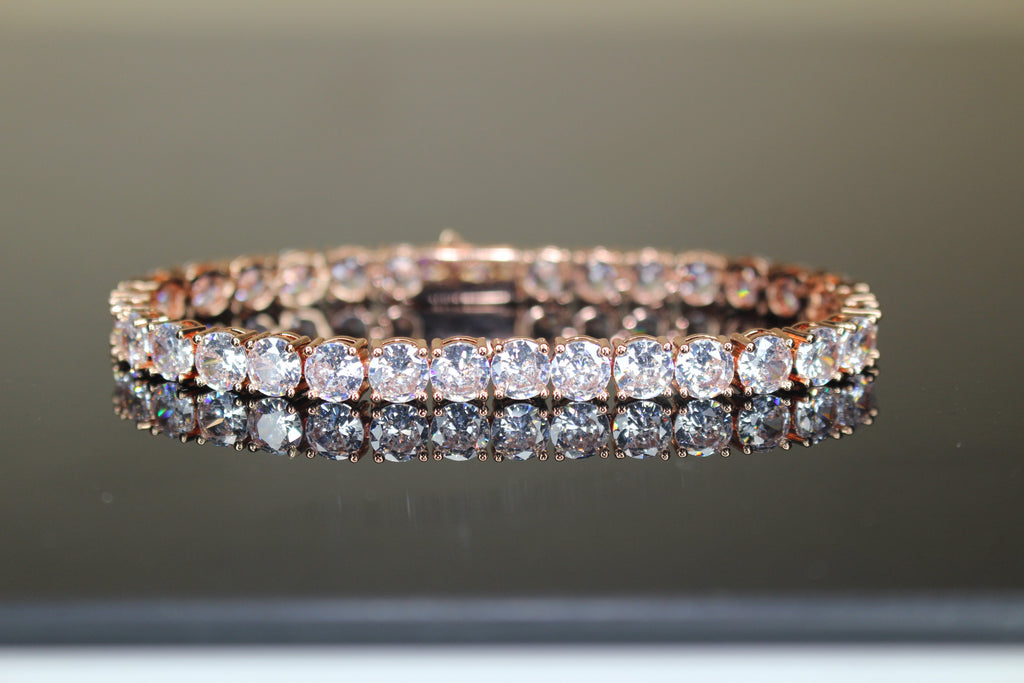 6mm  Tennis Bracelet 30ct Lab Sim VVS Diamonds - Rose Gold