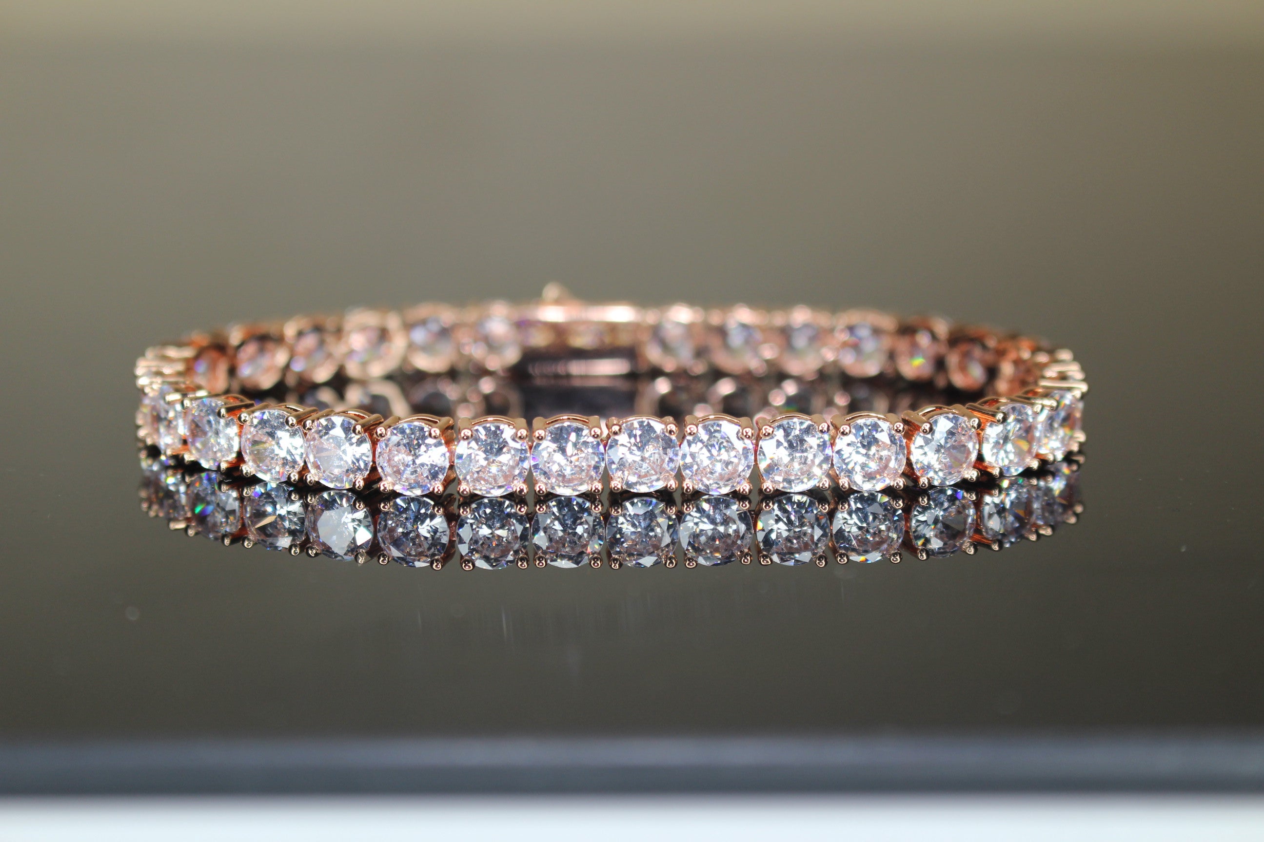 6mm  Tennis Bracelet 30ct Lab Sim VVS Diamonds - Rose Gold