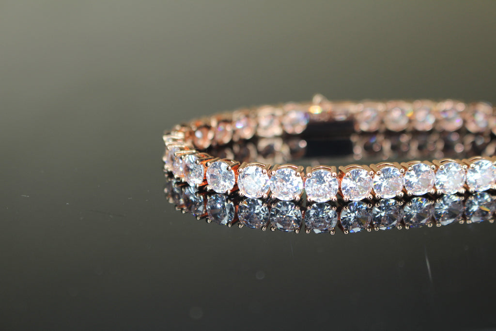 6mm  Tennis Bracelet 30ct Lab Sim VVS Diamonds - Rose Gold