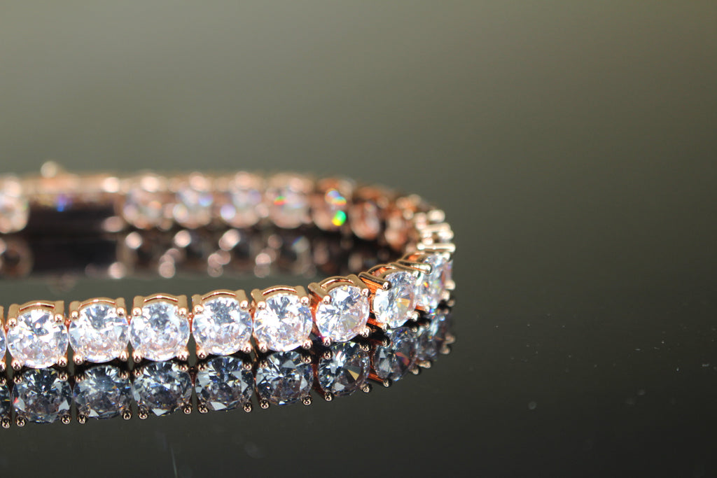 6mm  Tennis Bracelet 30ct Lab Sim VVS Diamonds - Rose Gold