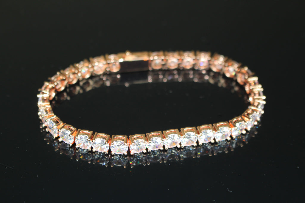 6mm  Tennis Bracelet 30ct Lab Sim VVS Diamonds - Rose Gold