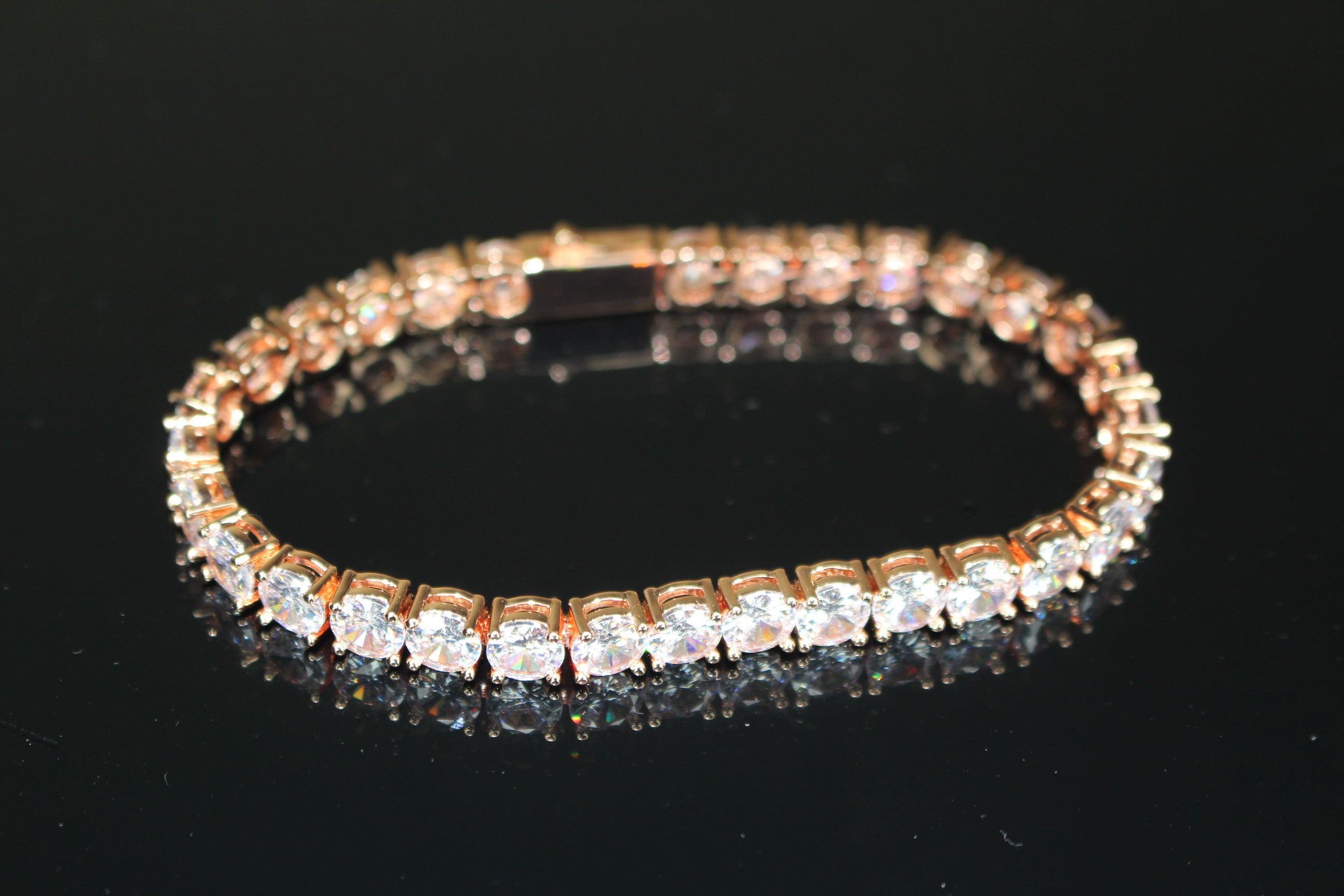 6mm  Tennis Bracelet 30ct Lab Sim VVS Diamonds - Rose Gold