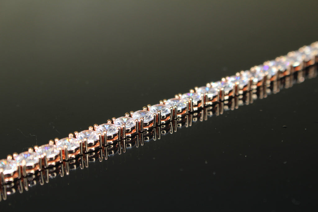 6mm  Tennis Bracelet 30ct Lab Sim VVS Diamonds - Rose Gold