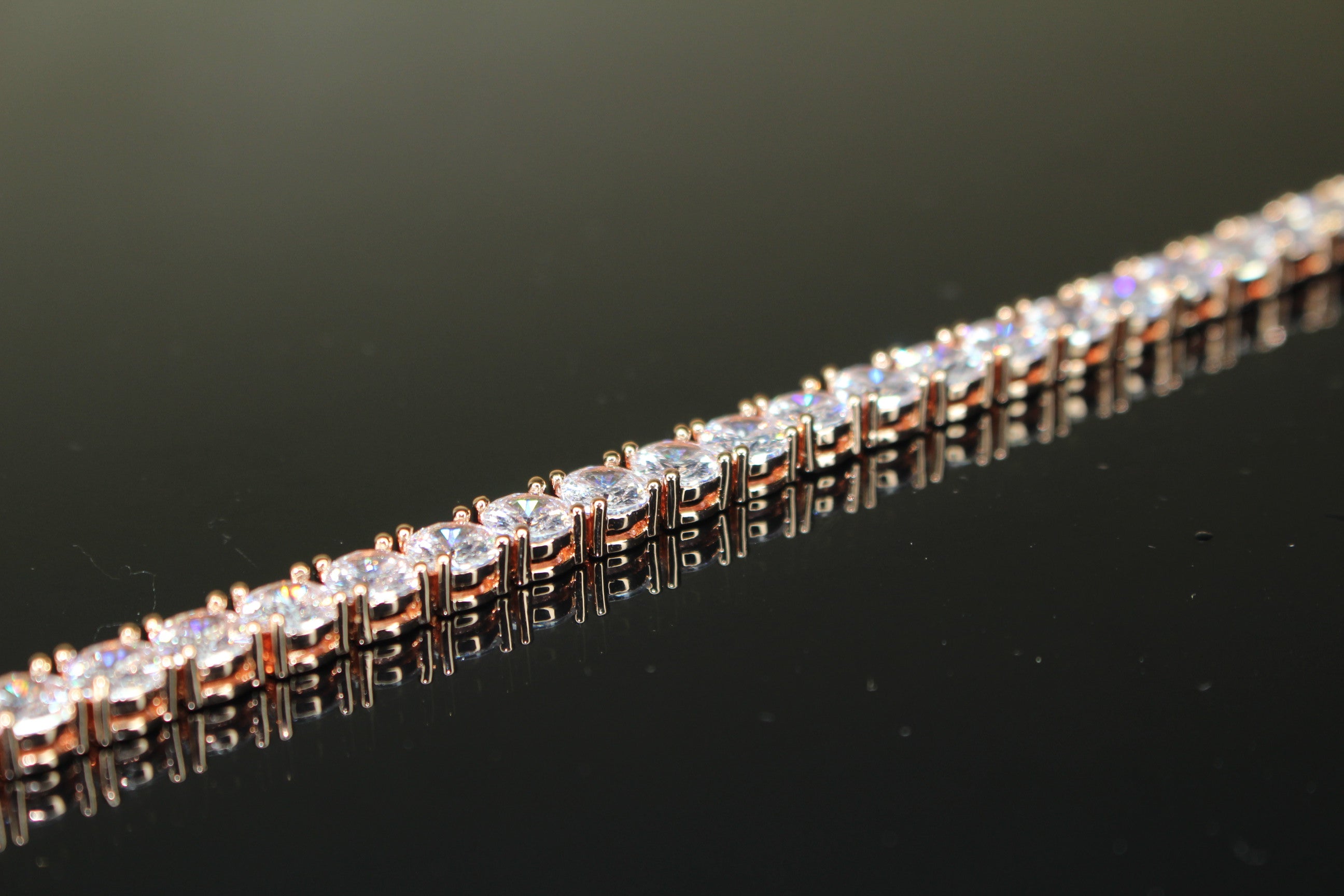 6mm  Tennis Bracelet 30ct Lab Sim VVS Diamonds - Rose Gold