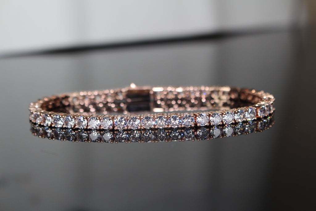 4mm Tennis Bracelet 14.75ct Lab Sim VVS1 Diamonds- Rose Gold