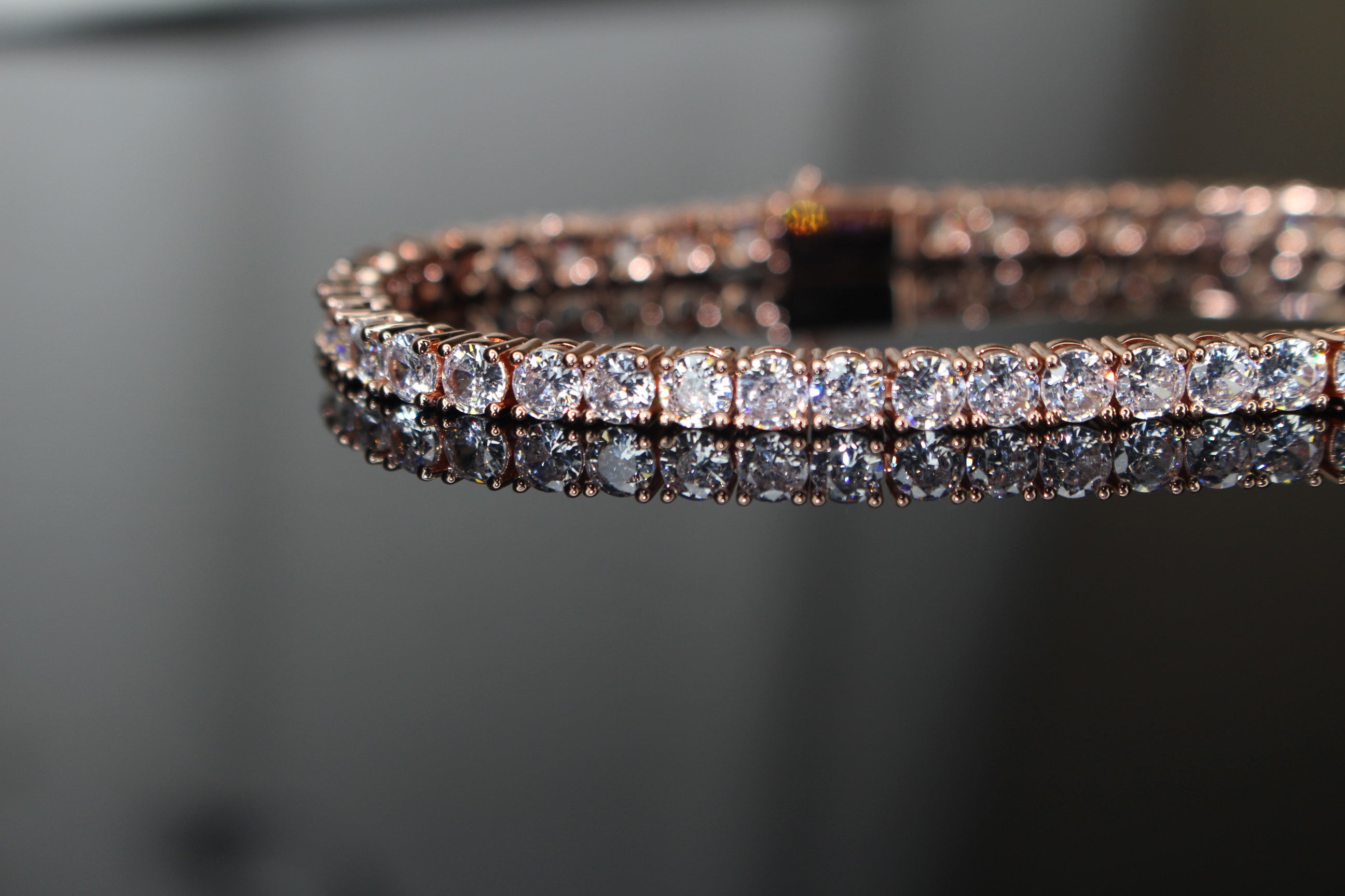 4mm Tennis Bracelet 14.75ct Lab Sim VVS1 Diamonds- Rose Gold