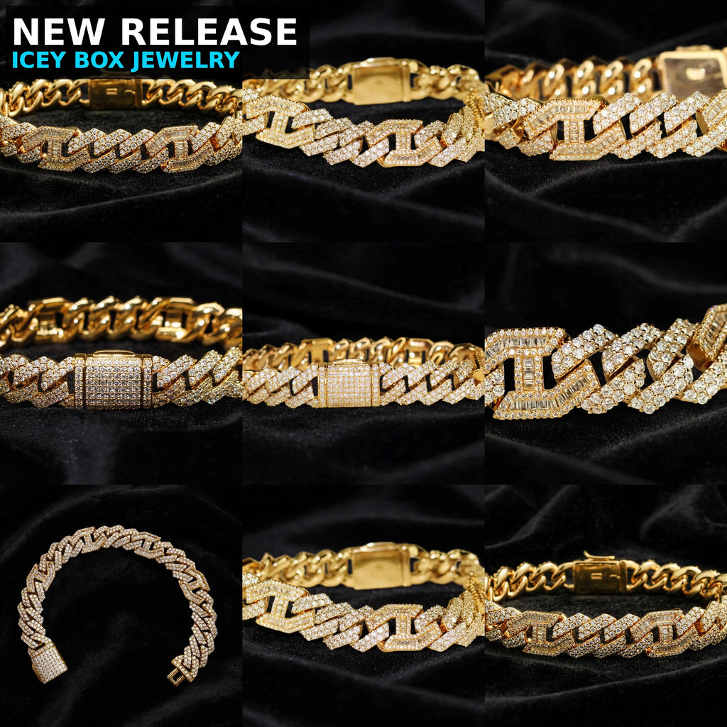 14mm FIGARUCCI 18.2ctw Lab Sim VVS1 Diamonds Bracelet -Gold