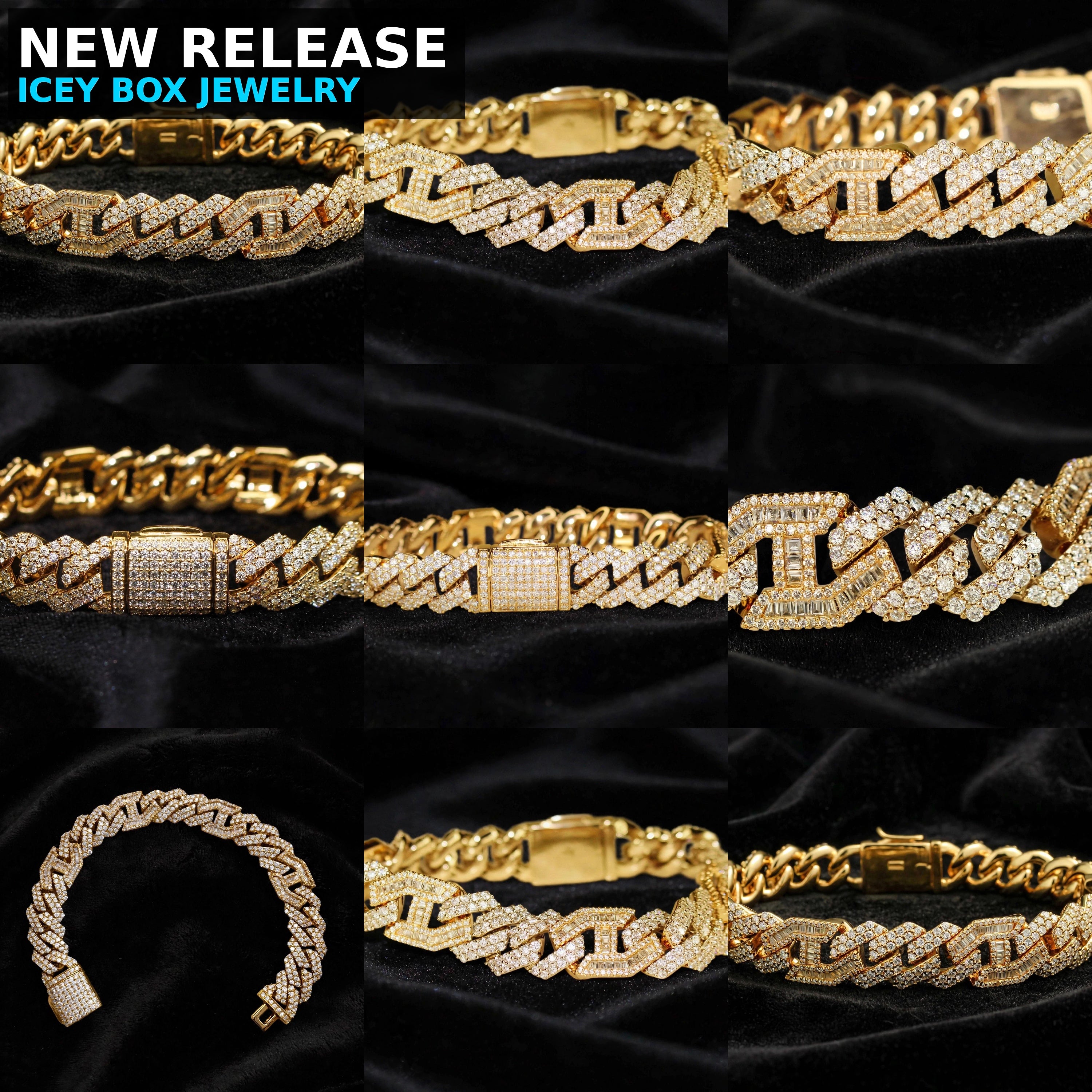 14mm FIGARUCCI 18.2ctw Lab Sim VVS1 Diamonds Bracelet -Gold