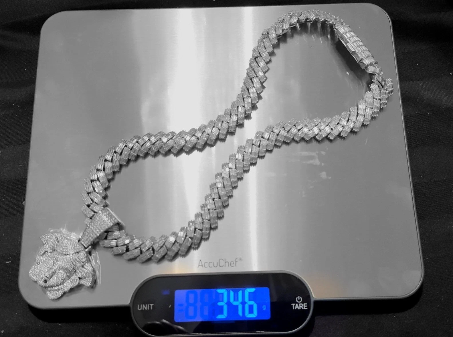 XXL MEDUSA VERSACE 19mm Cuban Miami Prong BAGUETTE 124ct Lab Sim VVS1 Diamond Necklace SET