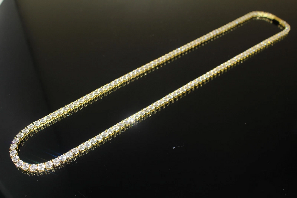 5mm Tennis Chain 100ct Lab Sim VVS1 Diamond Necklace - 14k Gold Vermeil