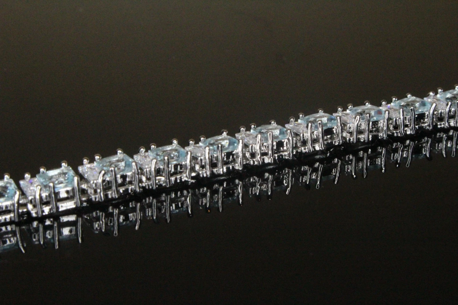4mm Tennis 12ctw Lab Sim VVS1 Diamond BRACELET Sky Blue