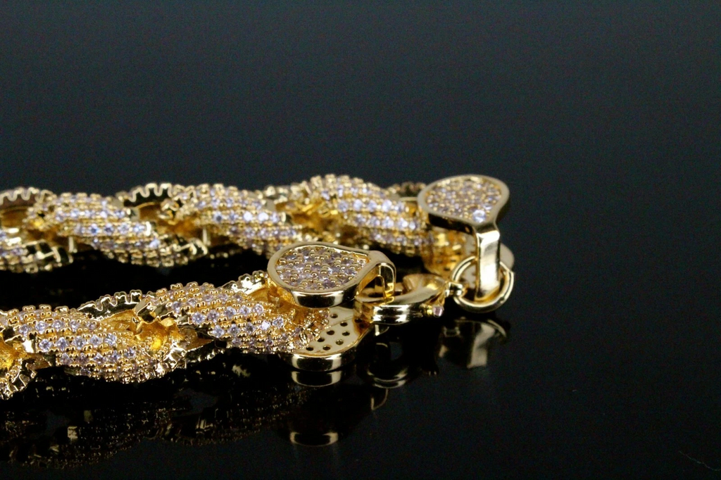 8mm Rope Chain 36ctw Lab Sim VVS1 Diamond Necklace - Gold
