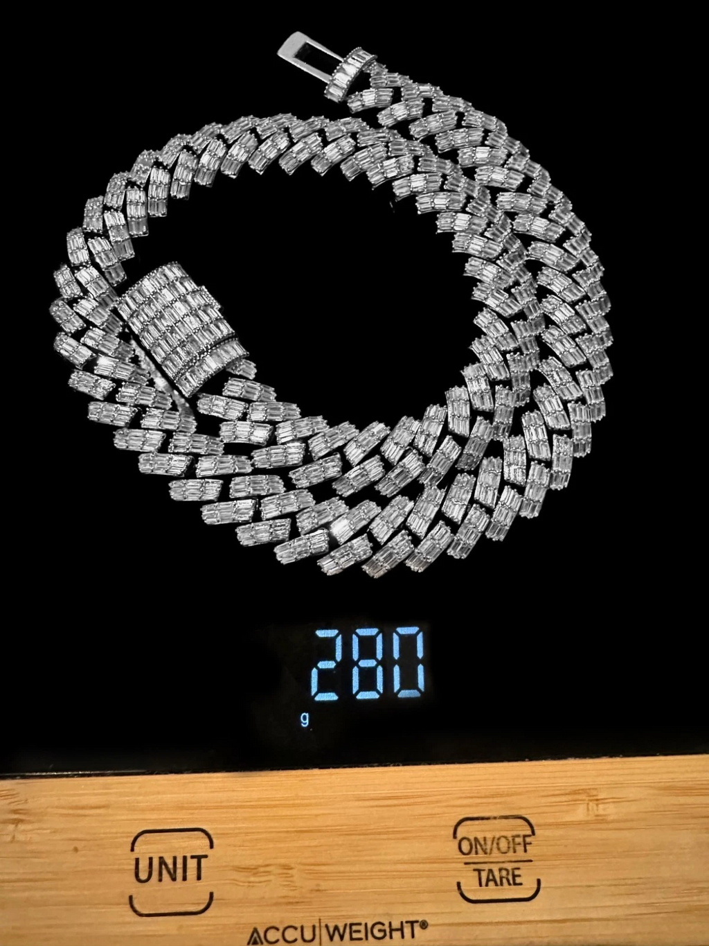 19mm Cuban Prong BAGUETTE 179ct Lab Sim VVS1 Diamond Necklace