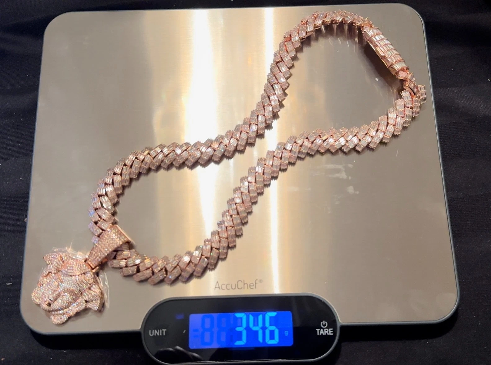 XXL MEDUSA VERSACE 19mm Cuban Miami Prong BAGUETTE 124ct Lab Sim VVS1 Diamond Necklace SET - ROSE GOLD