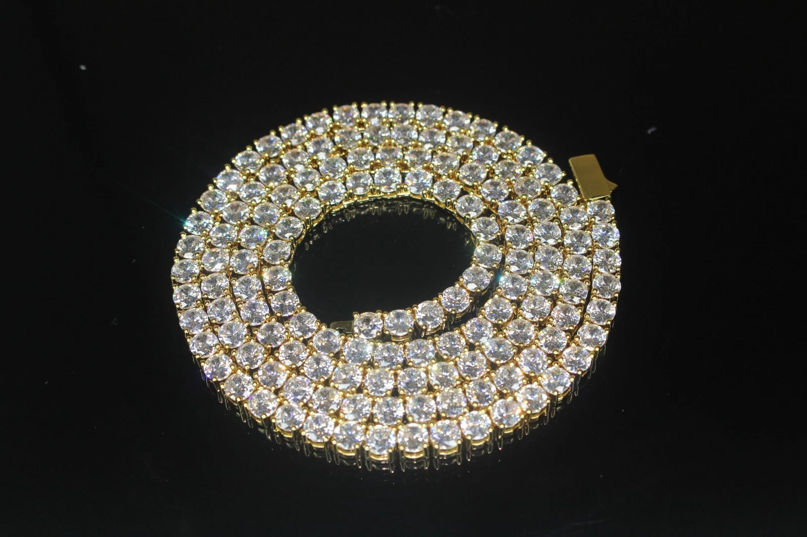 5mm Tennis Chain 100ct Lab Sim VVS1 Diamond Necklace - 14k Gold Vermeil