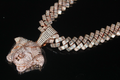 XXL MEDUSA VERSACE 19mm Cuban Miami Prong BAGUETTE 124ct Lab Sim VVS1 Diamond Necklace SET - ROSE GOLD