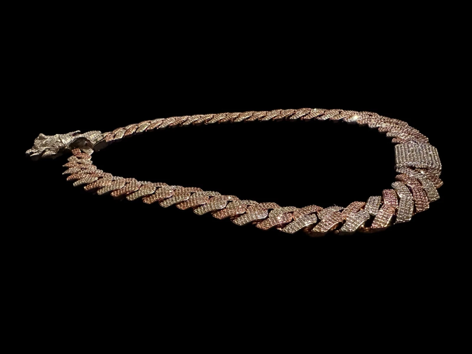 XXL MEDUSA VERSACE 20mm Cuban Miami Prong 186ct Lab Sim VVS1 Diamond Necklace SET - Rose Gold