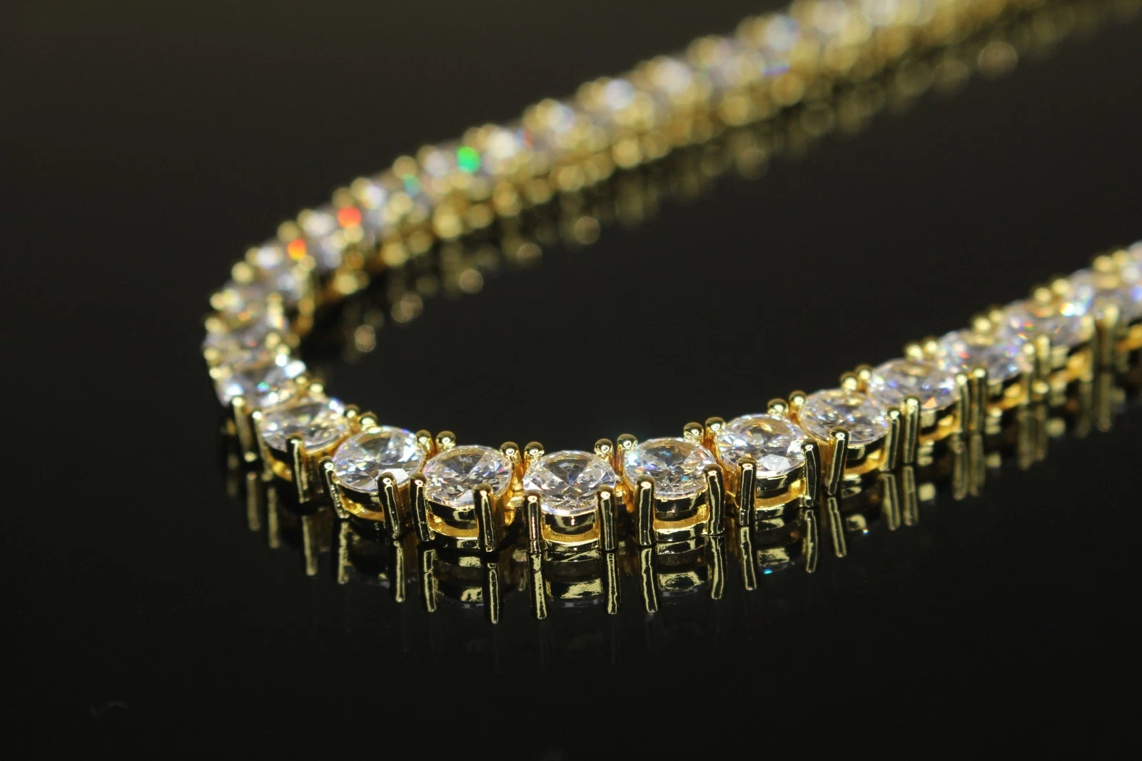 5mm Tennis Chain 100ct Lab Sim VVS1 Diamond Necklace - 14k Gold Vermeil