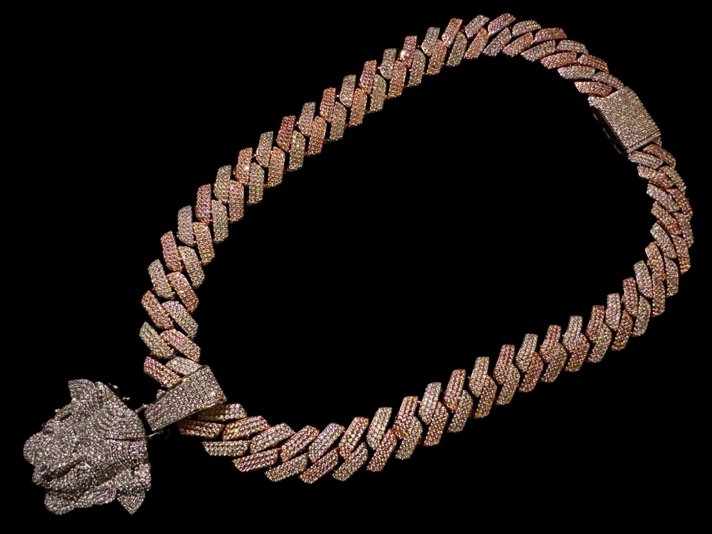 XXL MEDUSA VERSACE 20mm Cuban Miami Prong 186ct Lab Sim VVS1 Diamond Necklace SET - Rose Gold