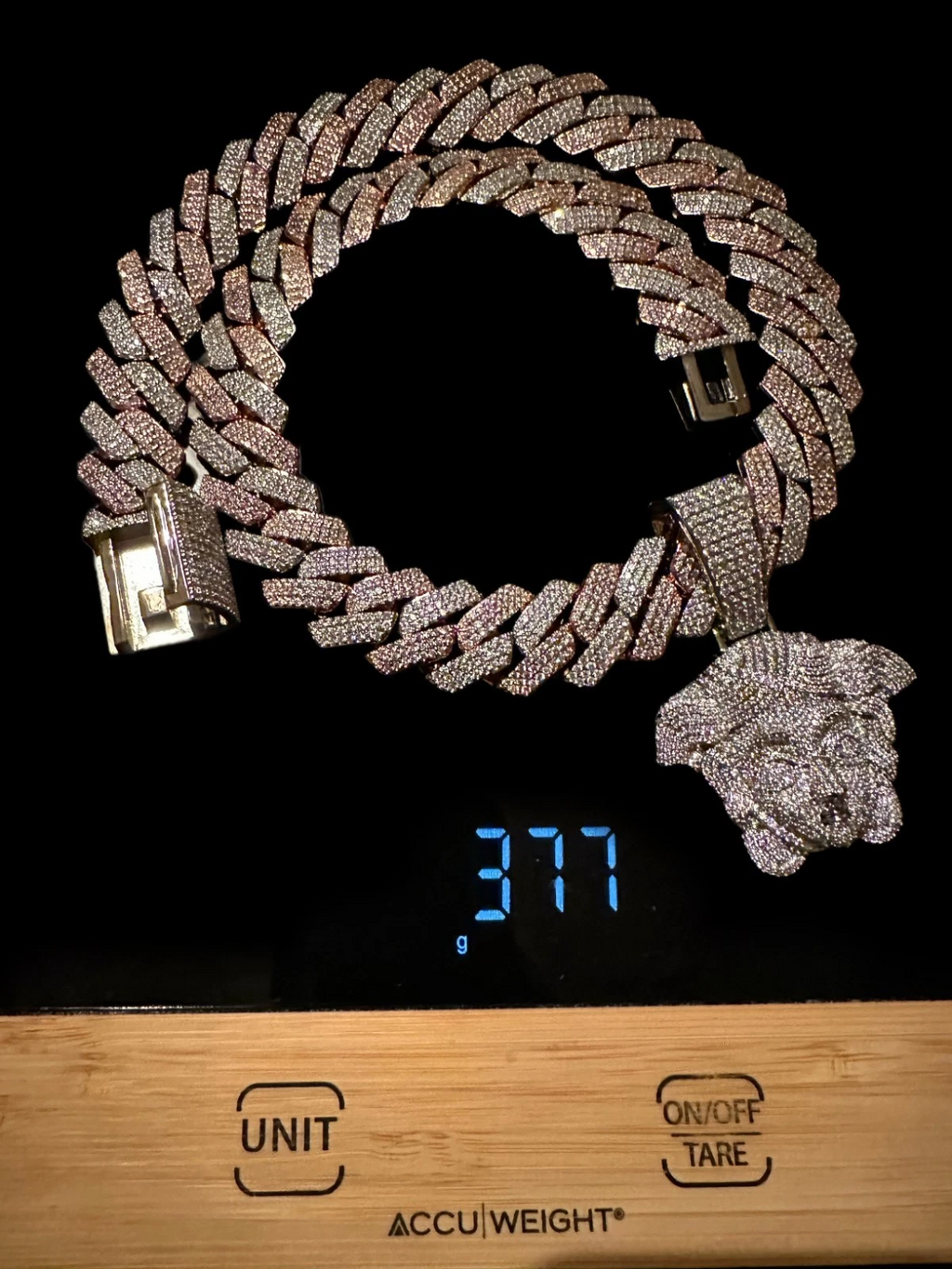 XXL MEDUSA VERSACE 20mm Cuban Miami Prong 186ct Lab Sim VVS1 Diamond Necklace SET - Gold