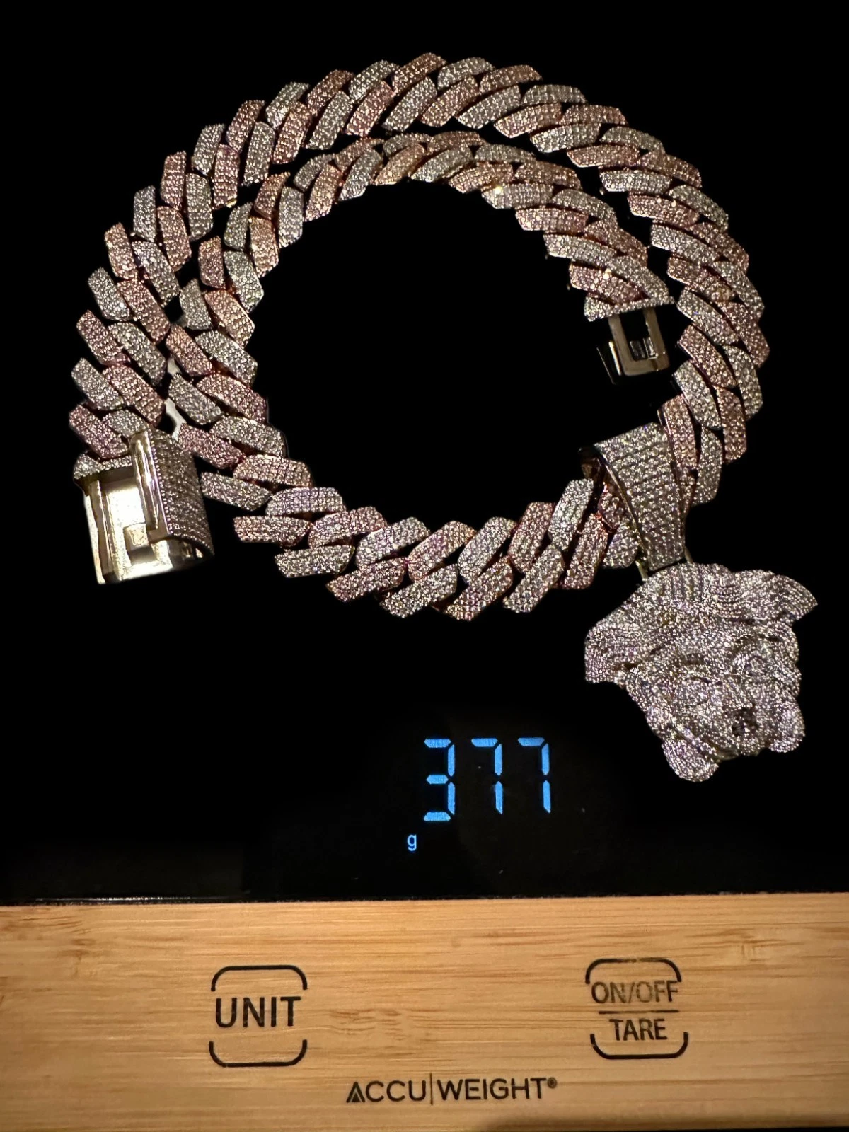 XXL MEDUSA VERSACE 20mm Cuban Miami Prong 186ct Lab Sim VVS1 Diamond Necklace SET - Gold