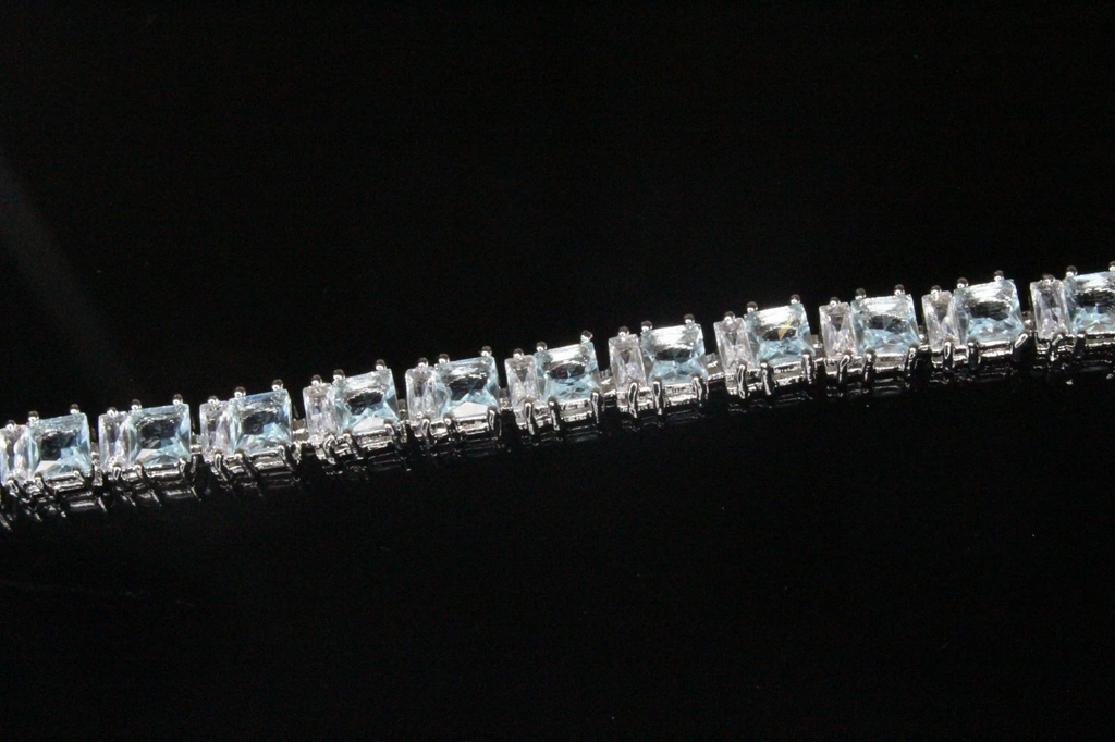 4mm Tennis 12ctw Lab Sim VVS1 Diamond BRACELET Sky Blue