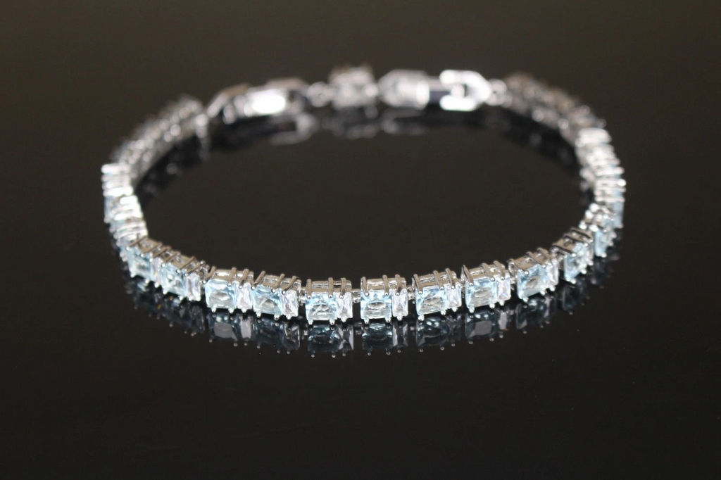4mm Tennis 12ctw Lab Sim VVS1 Diamond BRACELET Sky Blue