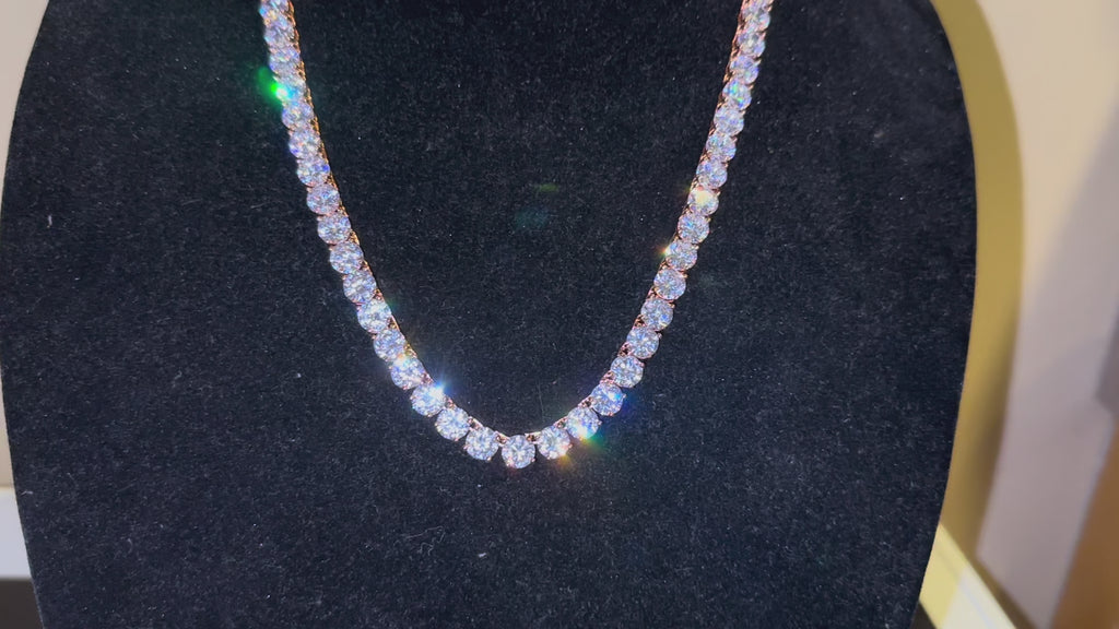 8mm MASSIVE XXL Tennis Chain 152ct Lab Sim VVS1 Diamond Necklace Rose Gold