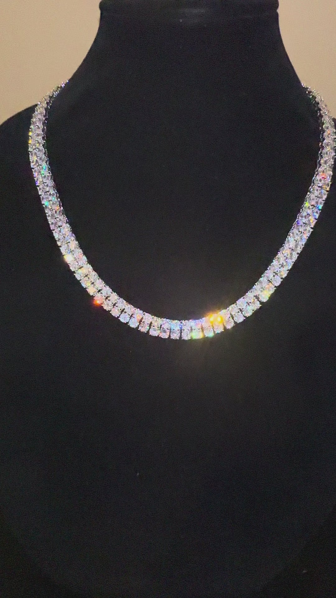 10mm Double Row Tennis Chain 182ct Lab Sim VVS1 Diamond Necklace