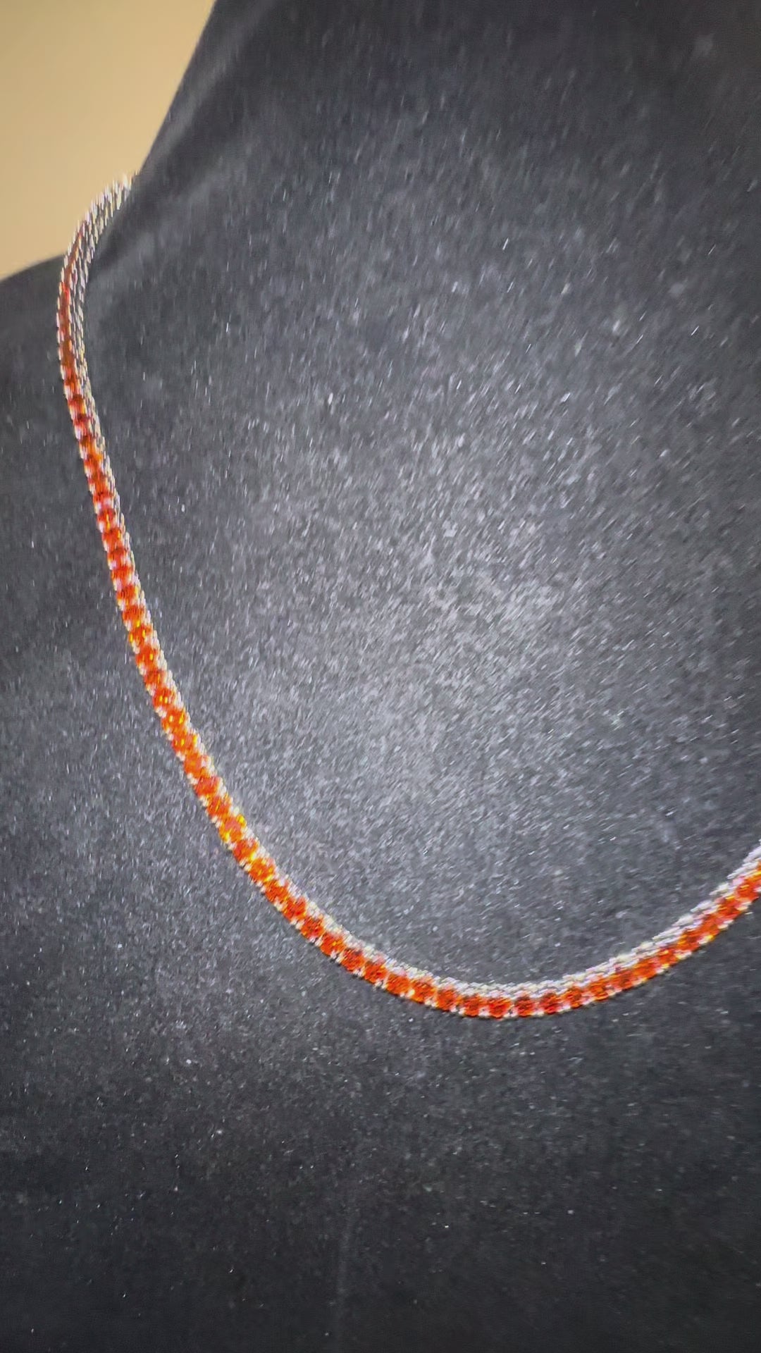 4mm Tennis Chain 70ct Lab Sim VVS1 Diamond Necklace - RUBY RED