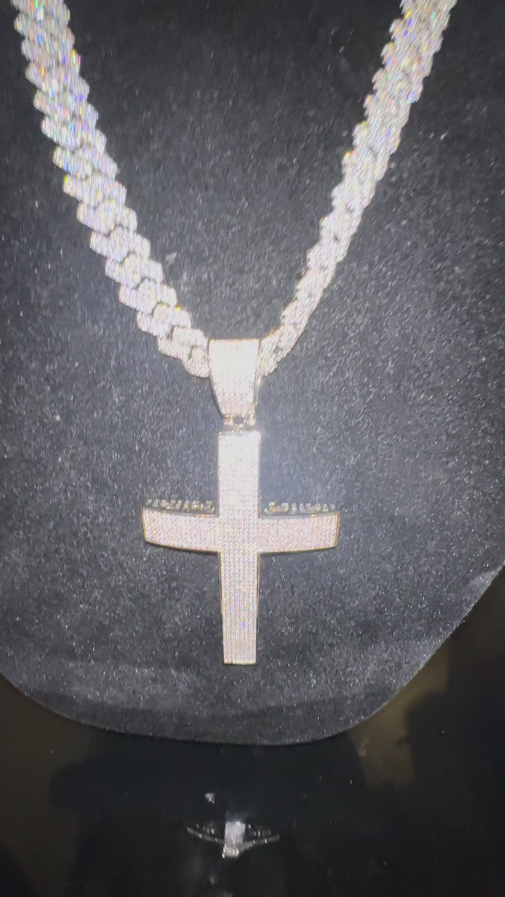 XL Cross Pendant 88.6ct Lab Sim VVS1 Diamond 14mm Cuban Prong Necklace