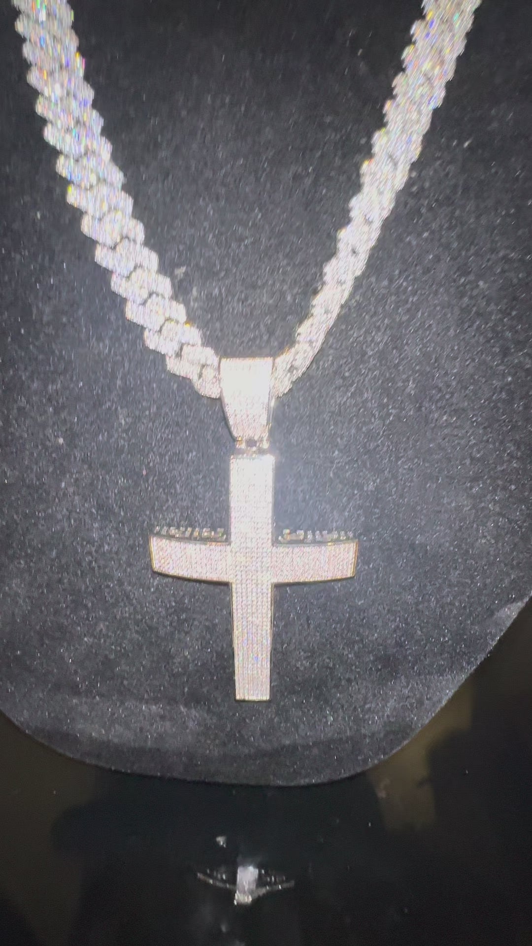 XL Cross Pendant 88.6ct Lab Sim VVS1 Diamond 14mm Cuban Prong Necklace