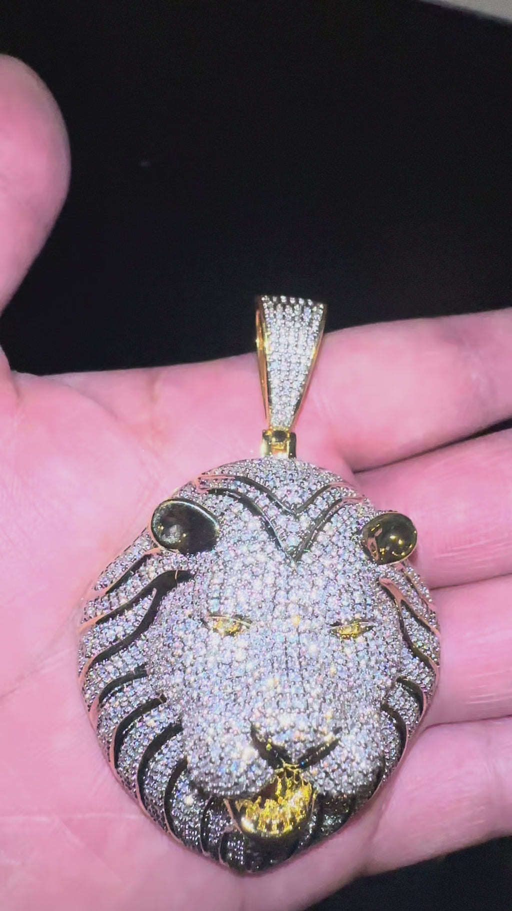 XL LION HEAD MASSIVE Pendant 12.5ct Lab Sim VVS1 Diamonds