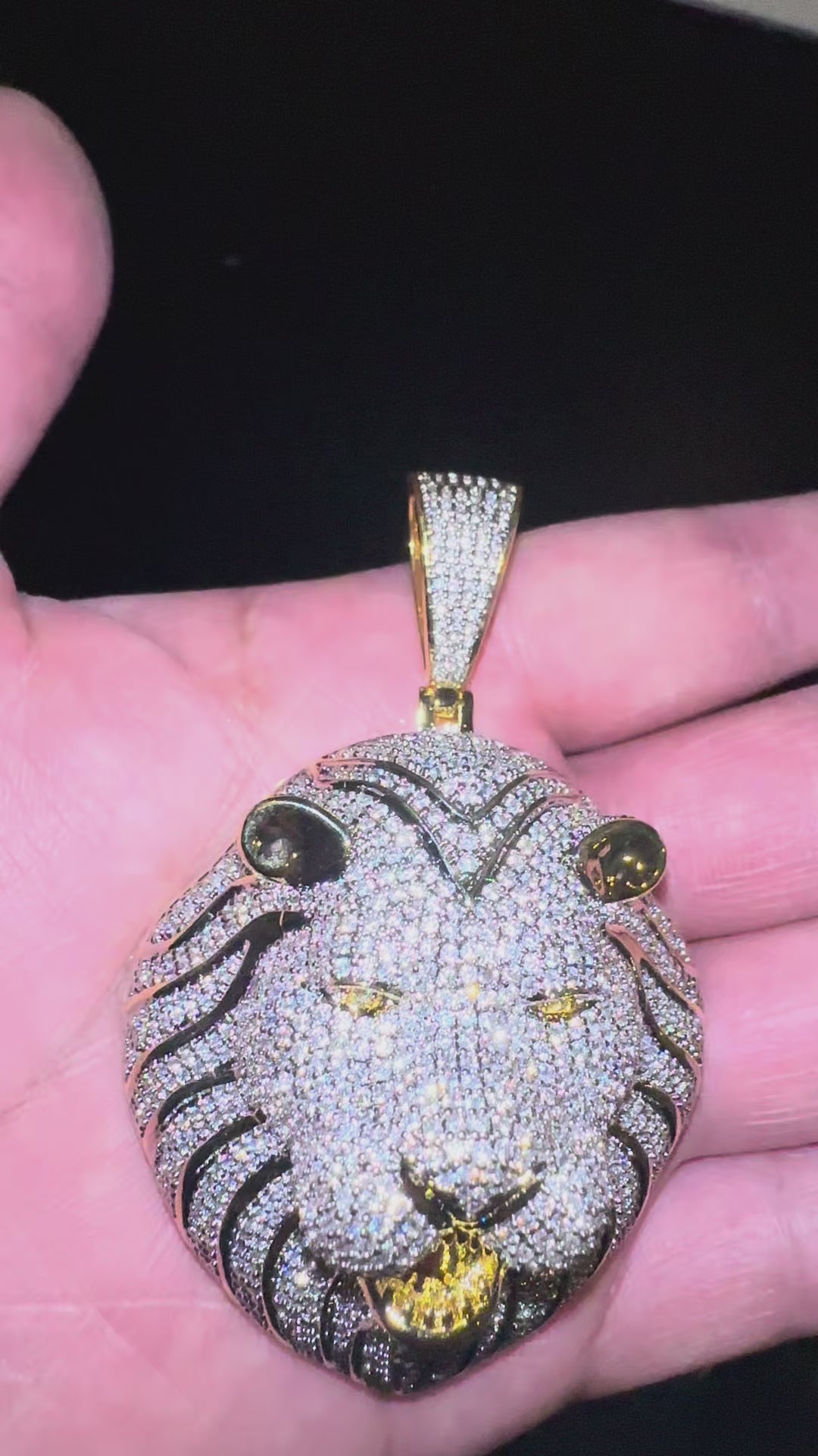 XL LION HEAD MASSIVE Pendant 12.5ct Lab Sim VVS1 Diamonds