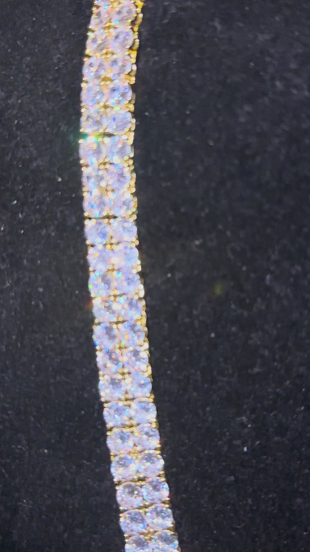 10mm Double Row Tennis Chain 182ct Lab Sim VVS1 Diamond Necklace - Gold