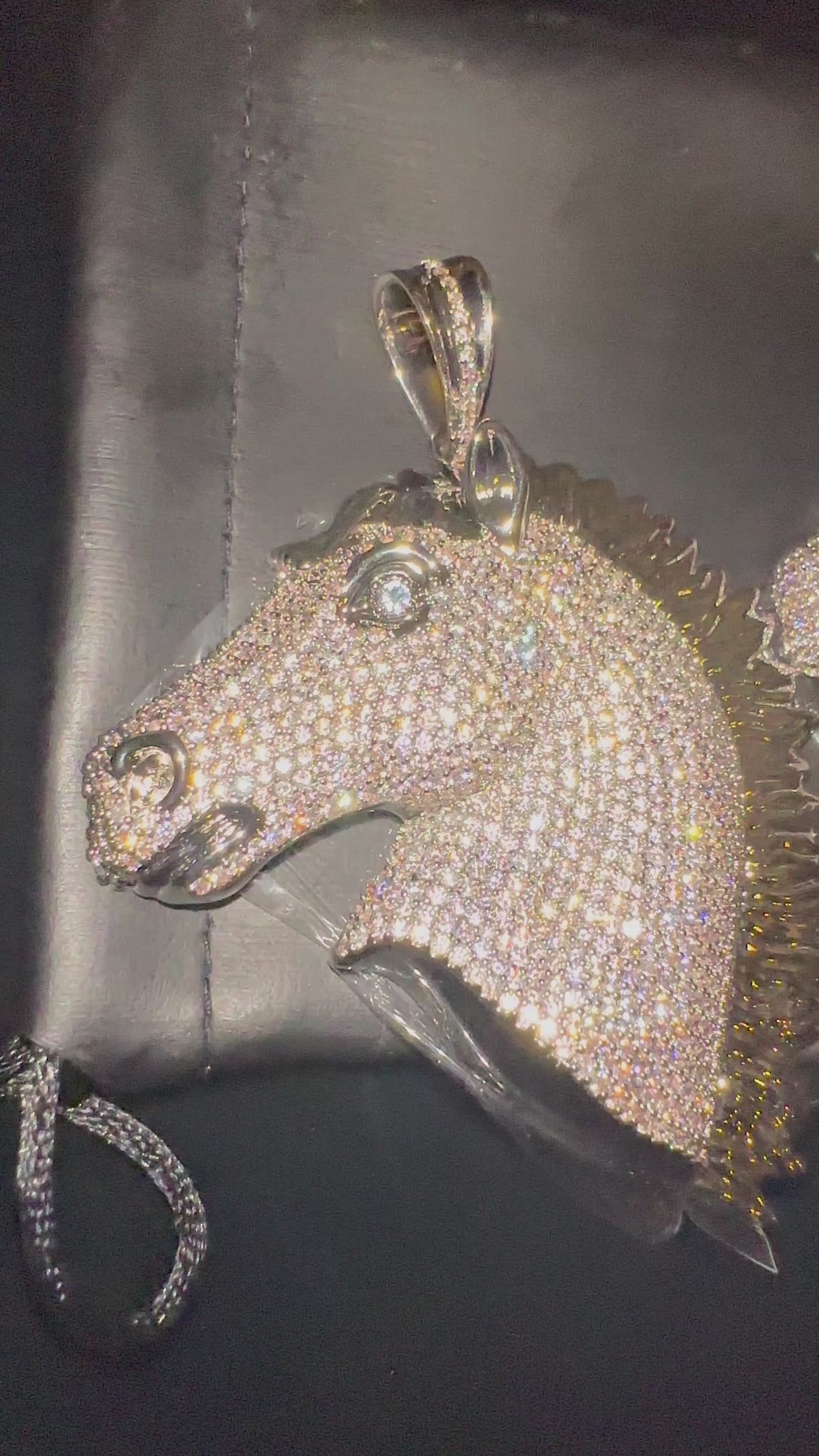 925 STERLING SILVER XL HORSE Pendant 18.2ct Lab Sim VVS1 Diamonds