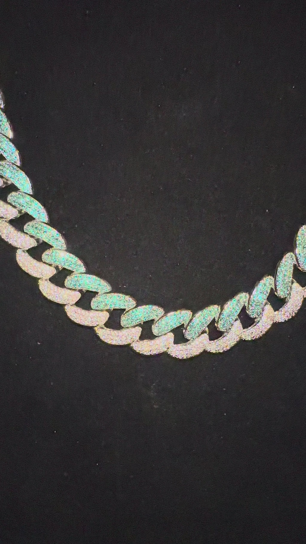 16mm 2-Tone GREEN Cuban Miami Necklace 68.6ct Lab Sim Diamond