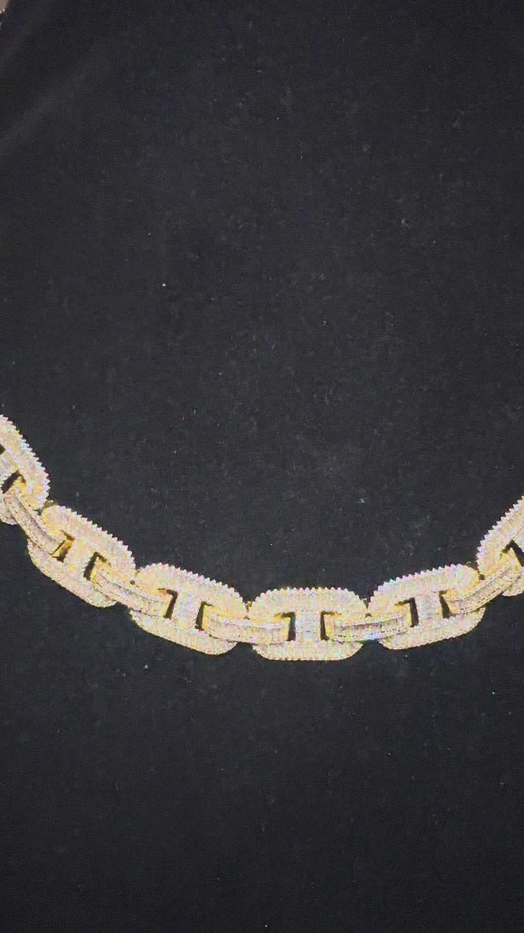14mm Mariner Chain 82ct BAGUETTE Lab Sim VVS1 Diamond - GOLD