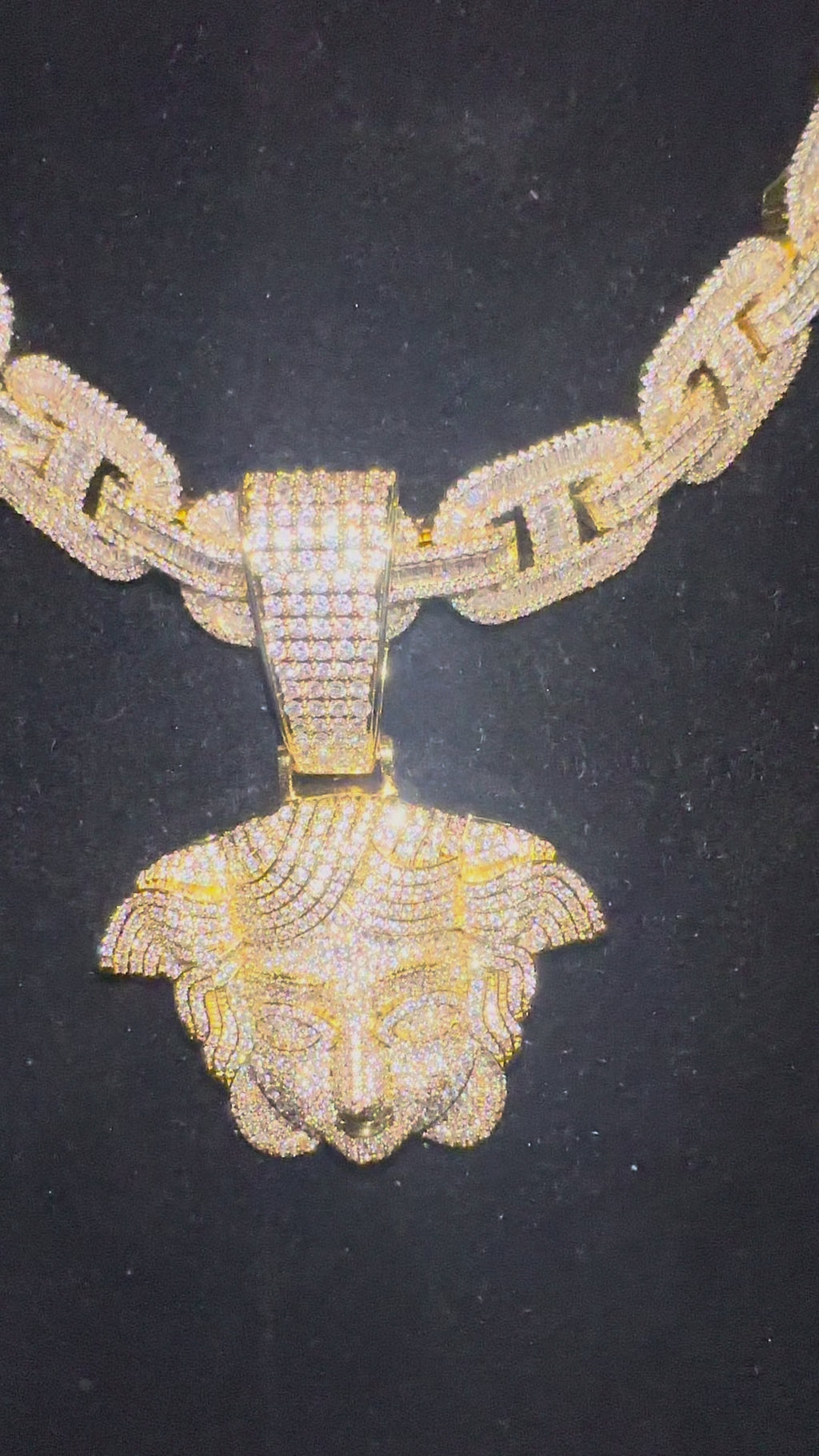 XXL MEDUSA 14mm Mariner Chain 96.8ct BAGUETTE Lab Sim VVS1 Diamond - GOLD