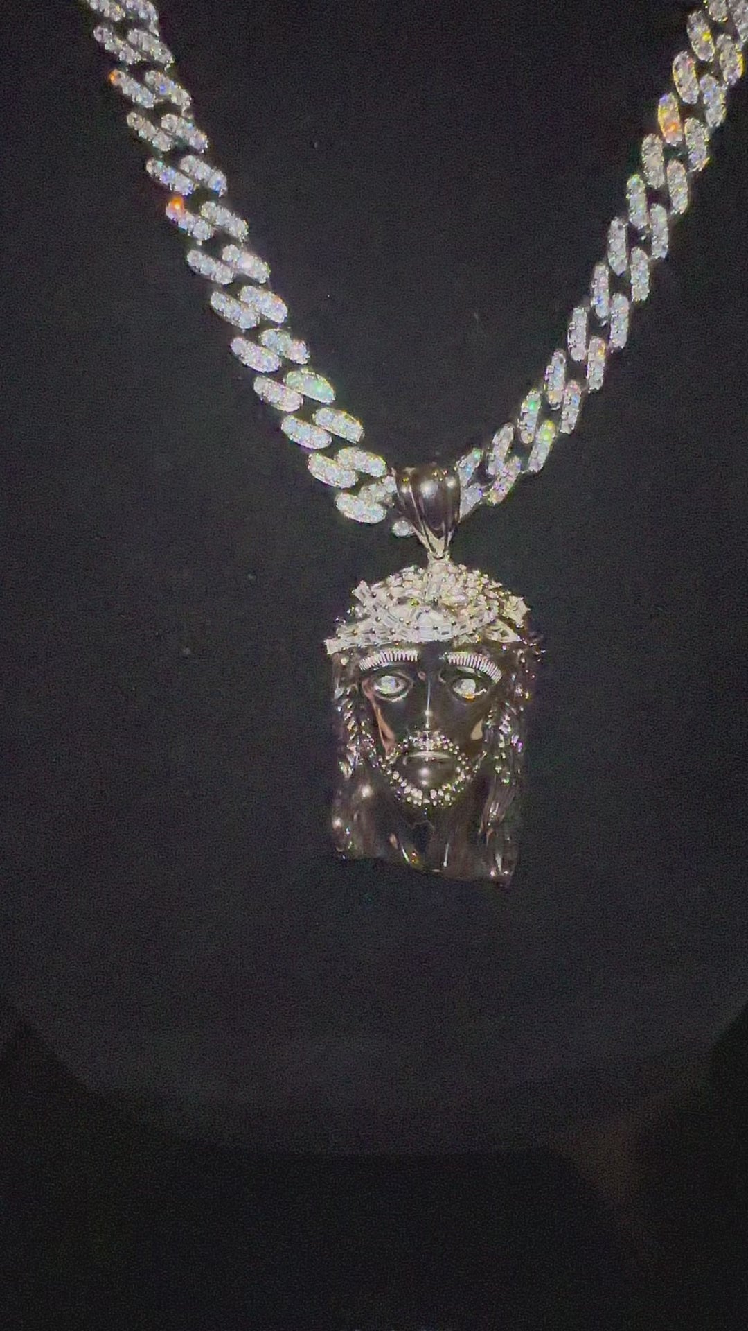 925 Sterling Silver XL JESUS Pendant 2.2ct BAGUETTE Lab Sim VVS Diamonds